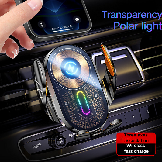 A5 Transparent polar light wireless charging car phone bracket